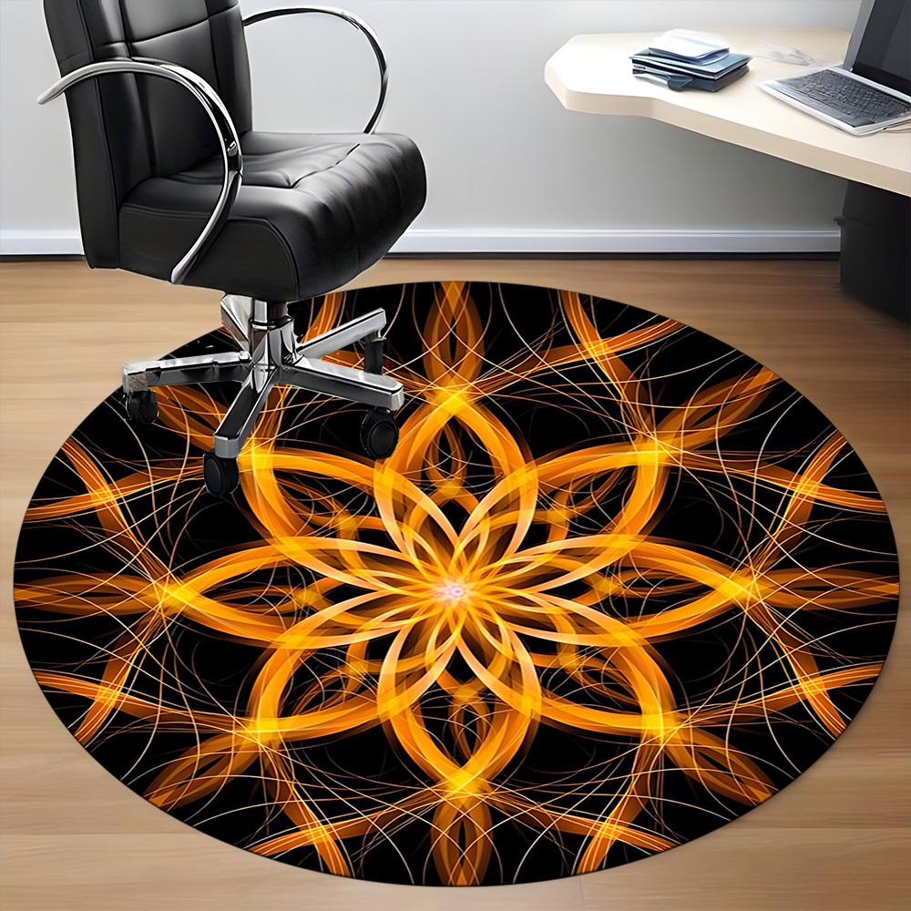 1PCFloral Mandala Office Round Area Rug, Mat Suitable For Office, Under Office Chairs Bedroom Living Room Home Decor, Room Deco