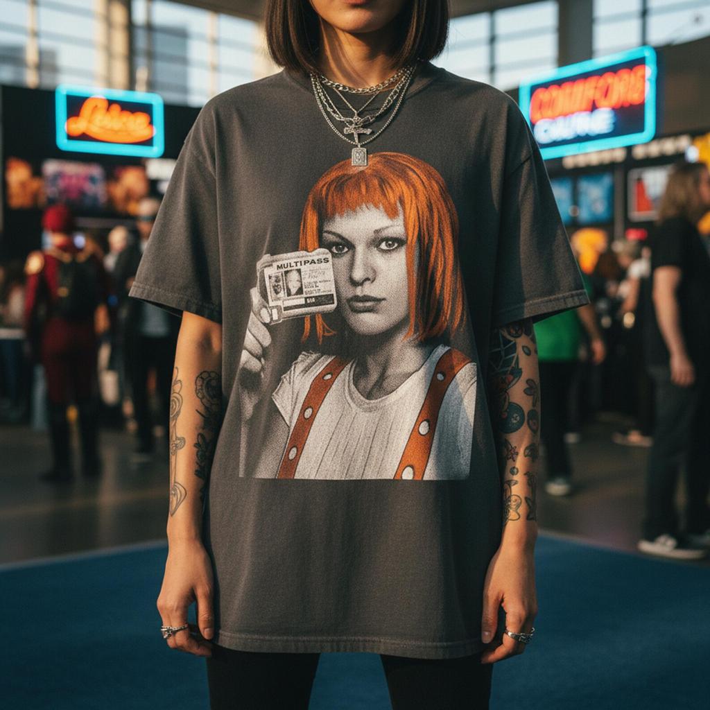 Fifth Element Tshirt Leeloo Dallas Multipass Cotton Tee 90s Sci Fi Gift