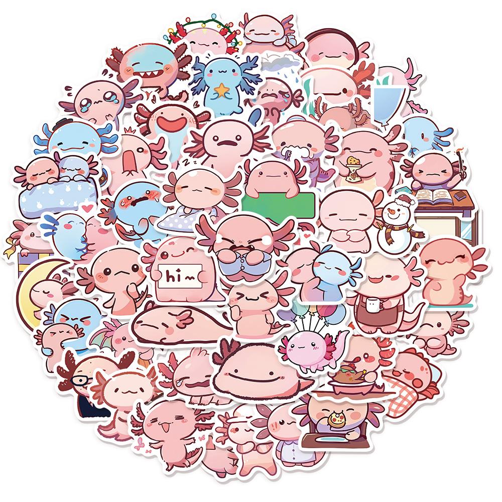 50PCS Cartoon Animal Fun Axolotl Graffiti Stickers DIY Manual Scrap Book Tablet Trendy Decoration Toy Stickers