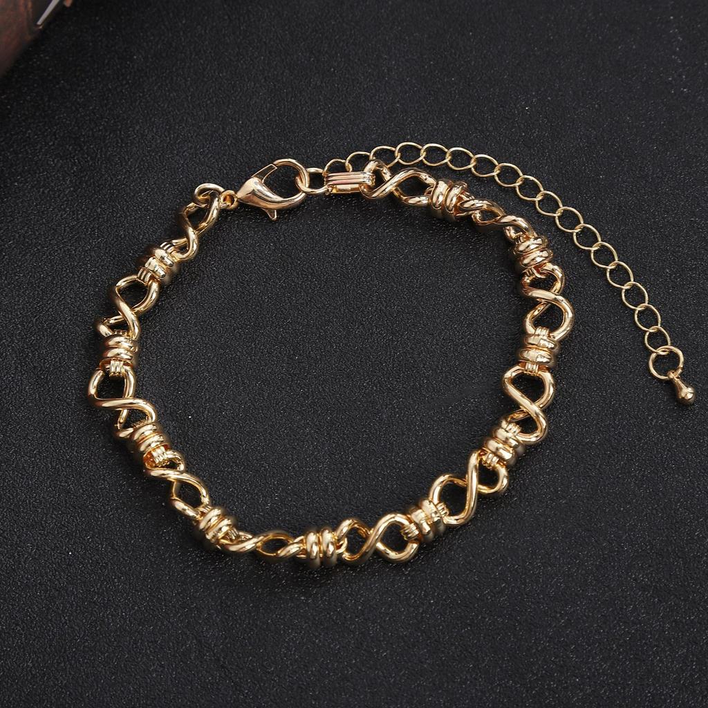 Luxury new irregular 8-character hip-hop bracelet, personalized hip-hop male and female couples punk metal bracelet