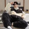 Thickened Flannel Nightwear for Male Zipper Cardigan Home Clothes Sleepwear 2Pcs/set Mens Pajamas Young Boy Pijamas