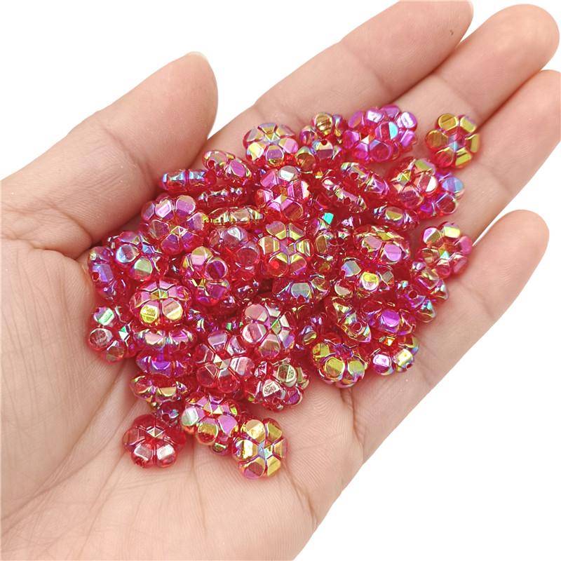 Креативные акриловые бусины-цветы для браслета «Слива» AB прозрачные цветные 40 шт. 10 мм россыпью для самостоятельного изготовления ювелирных изделий ожерелья случайные смешанные