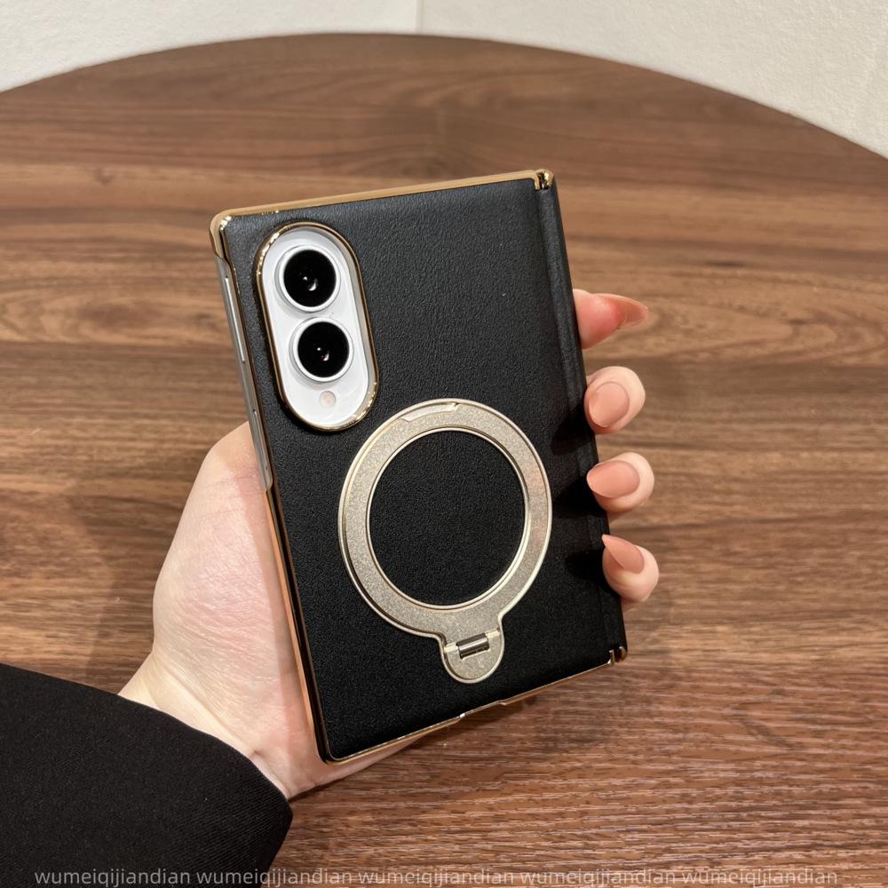Подходит для чехла мобильного телефона Samsung Galaxy ZFold1, широкий складной экран, новый кожаный узор, центральная ось-подставка, простой и модный