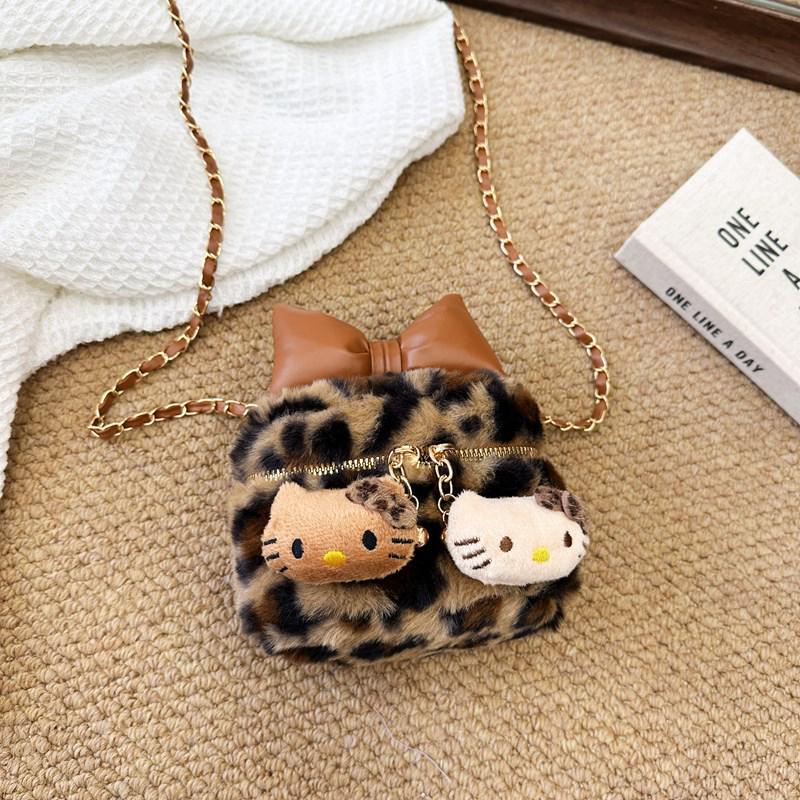 Fluffy Leopard Print Women's Crossbody Bag - Cute Furry Shoulder Bag for Winter 2025