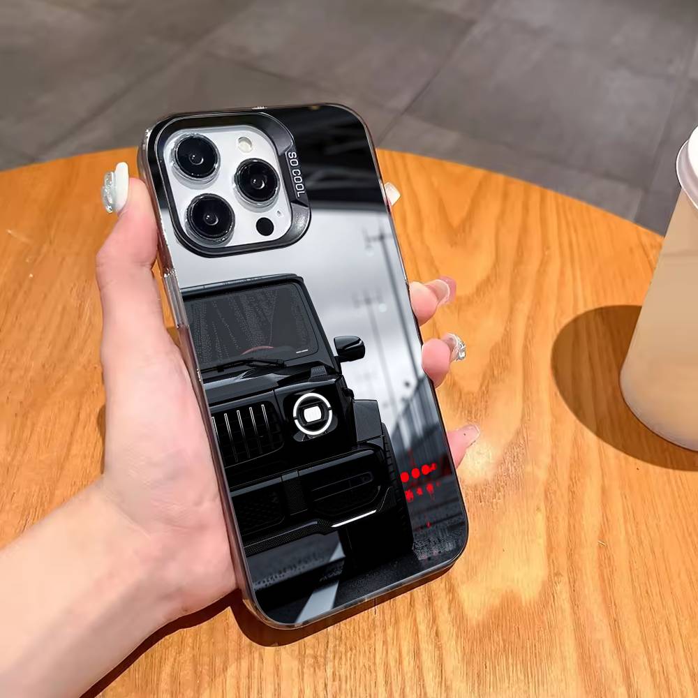 Чехол для телефона M-Mercedes-ES G-G для iPhone17 16 15 14 13 12 Pro Max Серый Черный Матовый Лазерный Металлик Аврора Funda