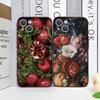 Роскошный чехол для телефона с узором «Цветок граната» для IPhone 17 16 12 11 14 13 15 Pro Max Mini X XS 7 8 14 Plus Мягкий чехол Fundas