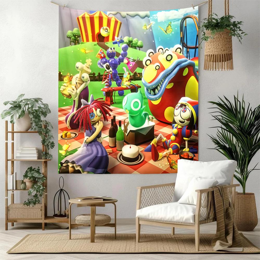 Digital Circus Wall Decor Tapestry Art For Pet Memorial Birthdaywedding Party Backdrop Family Gift