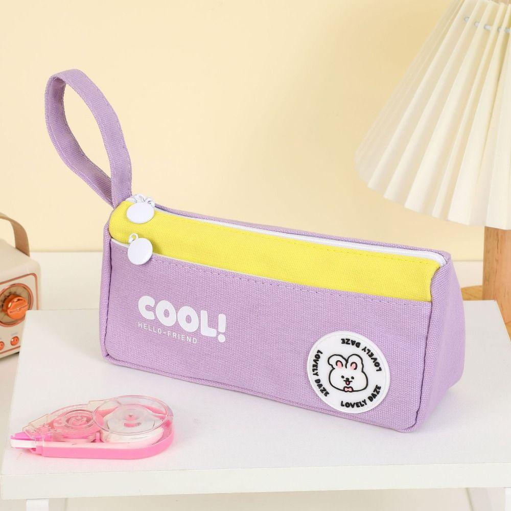 High Aesthetic Value Rabbit Pencil Bag Cartoon Storage Bag Triangle Stationery Bag Women