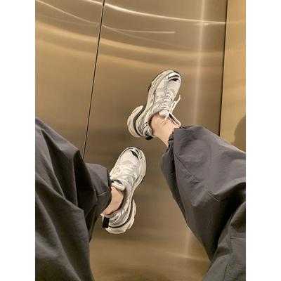 Версия из коровьей кожи толстая подошва на шнуровке повседневная увеличивающая рост спортивная легкая интернет-знаменитость тяжелая промышленность папины кроссовки женские универсальные