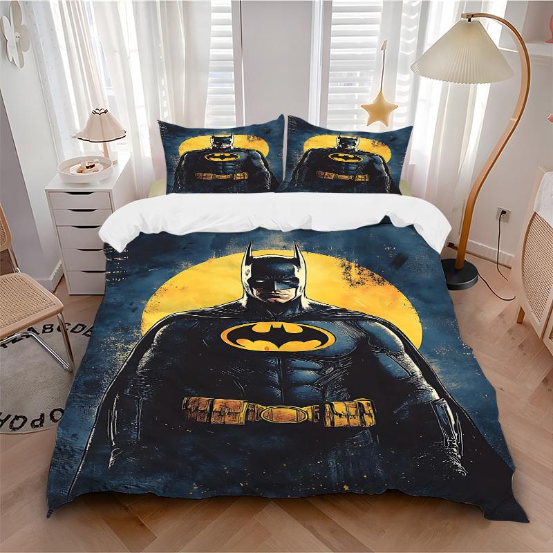 3pcs Batman Moonlight Bedding Set, Soft Polyester Duvet Cover and Pillowcases Machine Washable Seasons all suitable & Guest Room Decor265