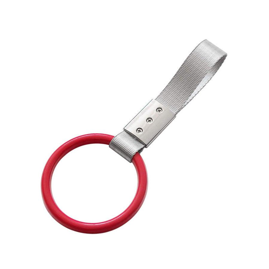 2x Universal Red Car Tow Rope Belt Ring Inner Grip Hand Grip Decoration