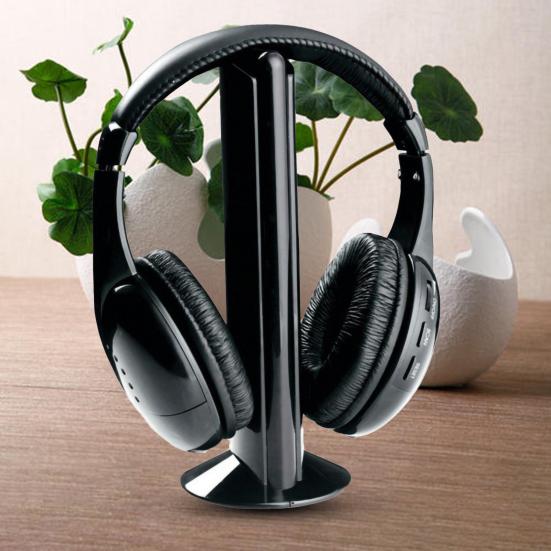 Wireless Headset Over Ear FM Radio PC TV Headphone Transmitter with Microphone for Computer