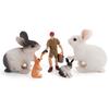 Farm Rabbit Scene Pvc Miniature With Standing And Sitting Rabbits For Micro Landscape Decor