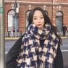Plush Winter Cashmere Scarves Cashmere Shawl Cape Wraps Simple Plaid Wool Scarf  Student
