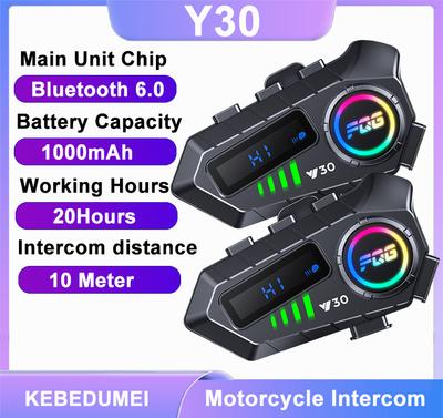 1/2 шт. Y30 Мотоциклетная рация Bluetooth 6.0 Гарнитура Шлем Moto intercomunicador Для 2 водителей Голосовое управление Наушник 1000 мАч