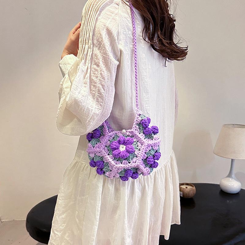 Сумка на плечо ручной работы с цветочным узором для женщин, милая стильная модная сумка в форме полумесяца для путешествий в отпуске