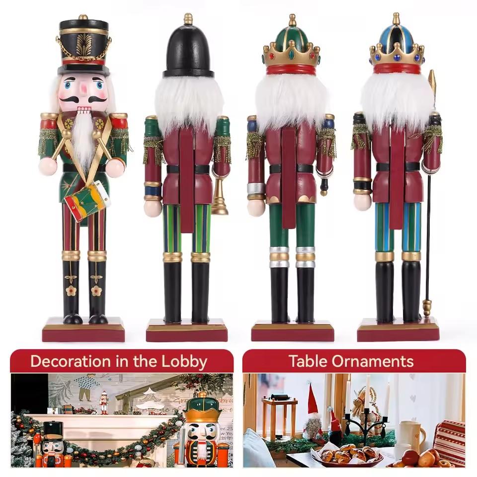30cm Nutcracker Puppet Soldier Ornament Doll Merry Christmas Decoration Creative Gift Wooden Handicrafts Desktop Cute Ornament