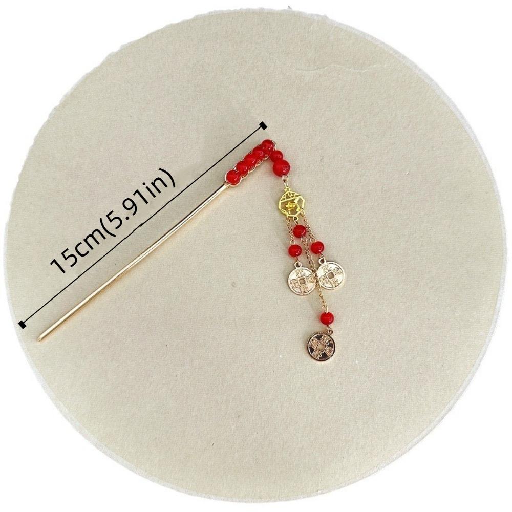 Copper Coin New Year Hairpin Antique Hanfu Hair Fork Elegant Ancient Hair Stick  Women