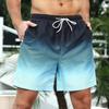 Мужские шорты в полоску с градиентом, пляжные шорты для отпуска на Гавайях, повседневные свободные быстросохнущие плавки большого размера с 3D-принтом