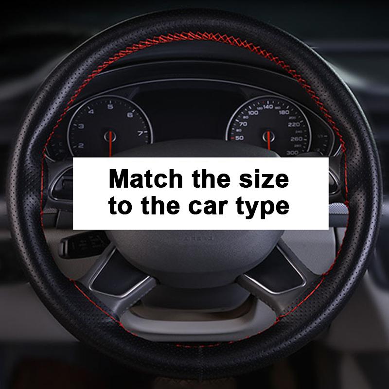 Two styles Car Steering Wheel Cover DIY Genuine Leather Cowhide Braid With Needles Thread Car-Styling Interior Accessory