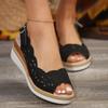 Женские сандалии на платформе с открытым носком, лето 2024, летние сандалии на среднем каблуке с ремешком сзади, Sandalias De Mujer, нескользящие эспадрильи на толстой подошве