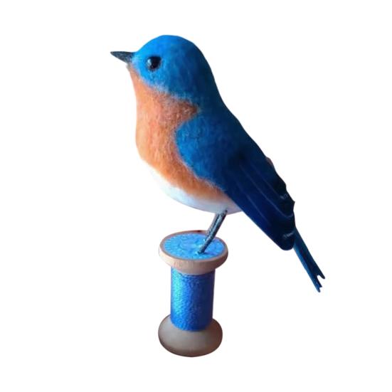 Felt Bird Sculpture Handmade Wool Songbirds Figure Realistic Wildlife-Inspired Design Soft Layered Feathers Decorative Figurine