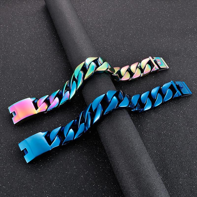 Мужской браслет из титановой стали с покрытием из золота 18 карат в стиле хип-хоп