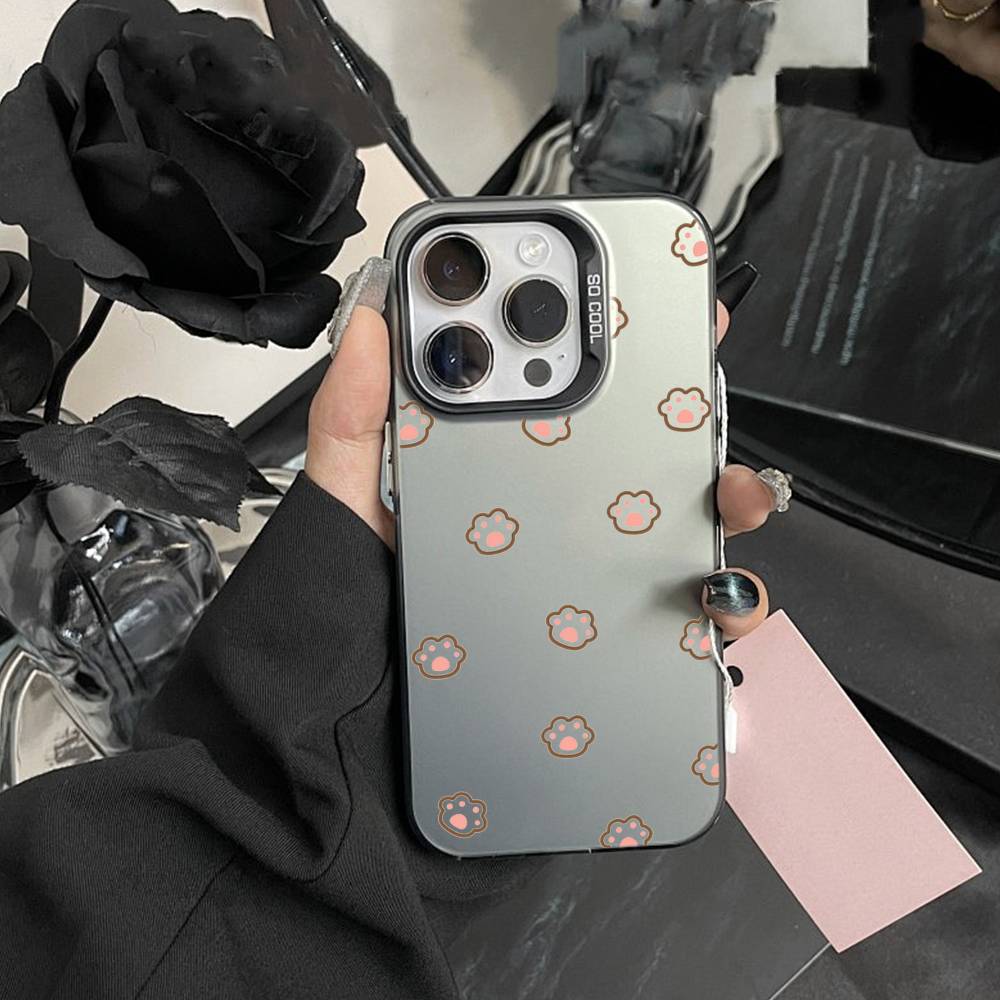 Милый медведь с кошачьими лапками Чехол для телефона для iPhone 16 17 15 14 12 13 Pro Max Белый цвет Ударопрочный чехол