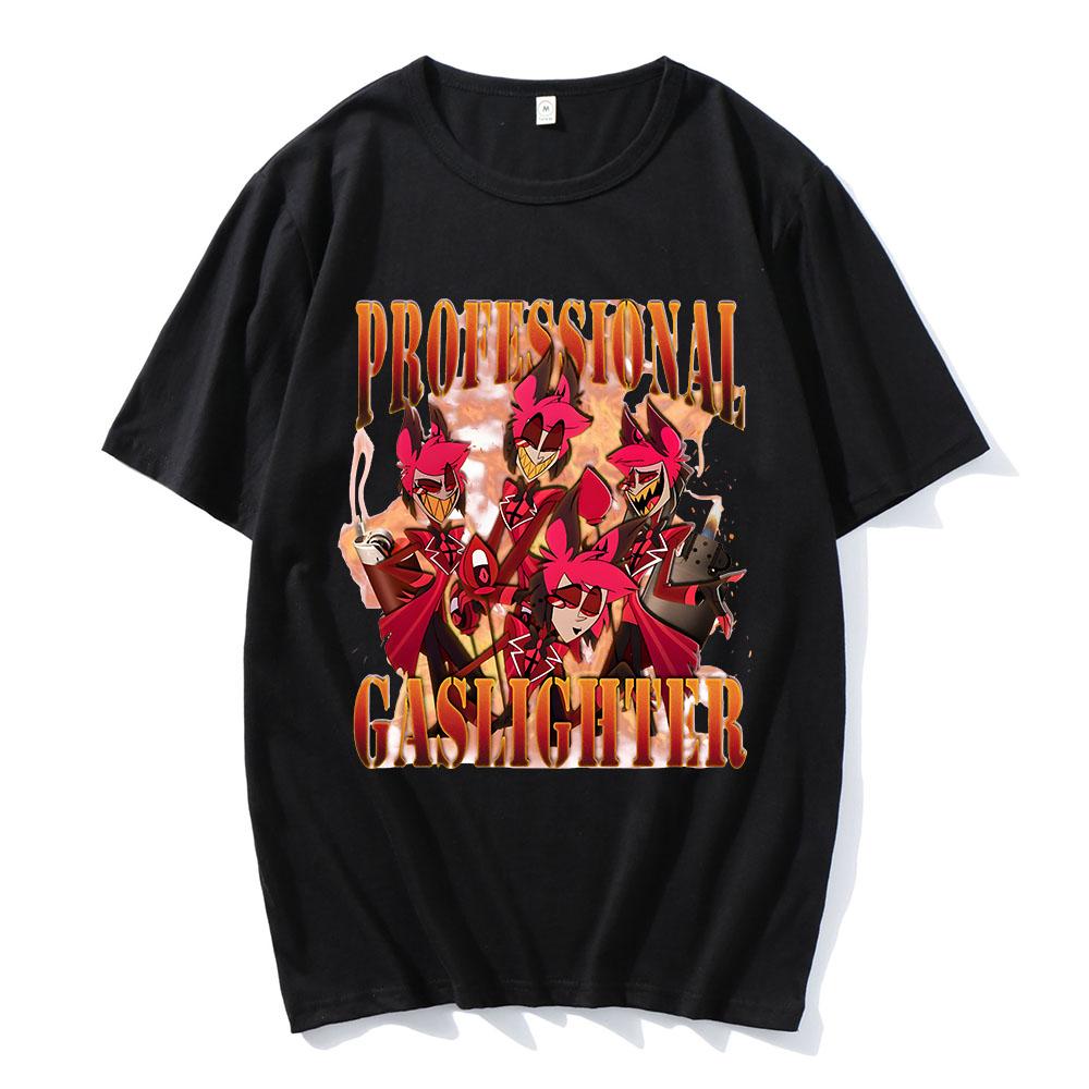 Alastor ПРОФЕССИОНАЛЬНАЯ ЗАЖИГАЛКА Графическая футболка Унисексга Helluva Boss Hazbinhotel Футболки С коротким рукавом Модные Свободные Унисекс Футболки
