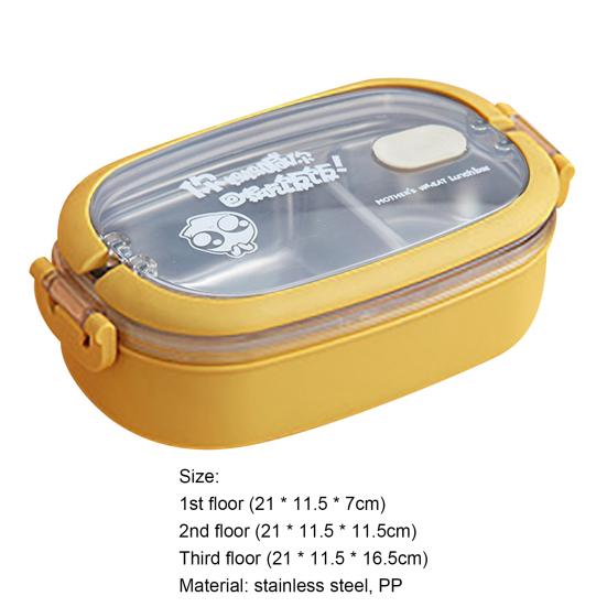 Коробка для завтрака с микроволновой печью, большая емкость, школьный многослойный ланч-бокс из нержавеющей стали