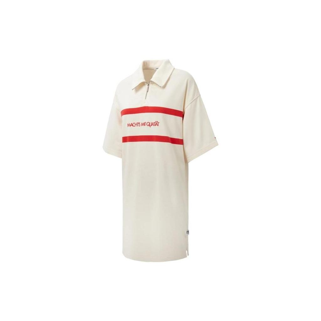 Puma Выберите серию Mmq Color Block Striped Casual Sports Polo Dress Women Dresses White 536542-65