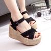 Sandals Women's Summer Muffin Slope Heel Solid Color Women's Sandals