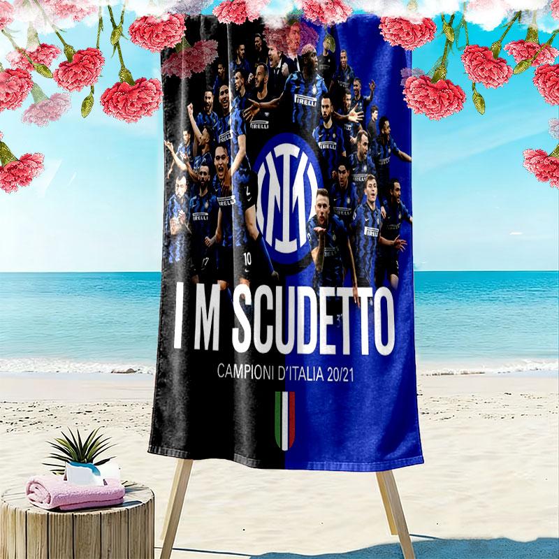 Milan Football Club Print Beach Towel, Large Soft Quick Dry Towel for Beach Camping Swimming