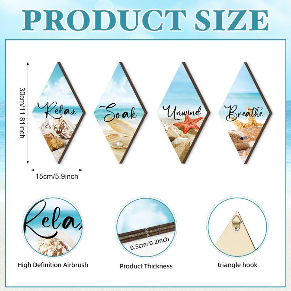 4pcs Wooden Summer Ocean Wall Ornaments Wall Art Ocean Animal Ornaments Summer Outdoor