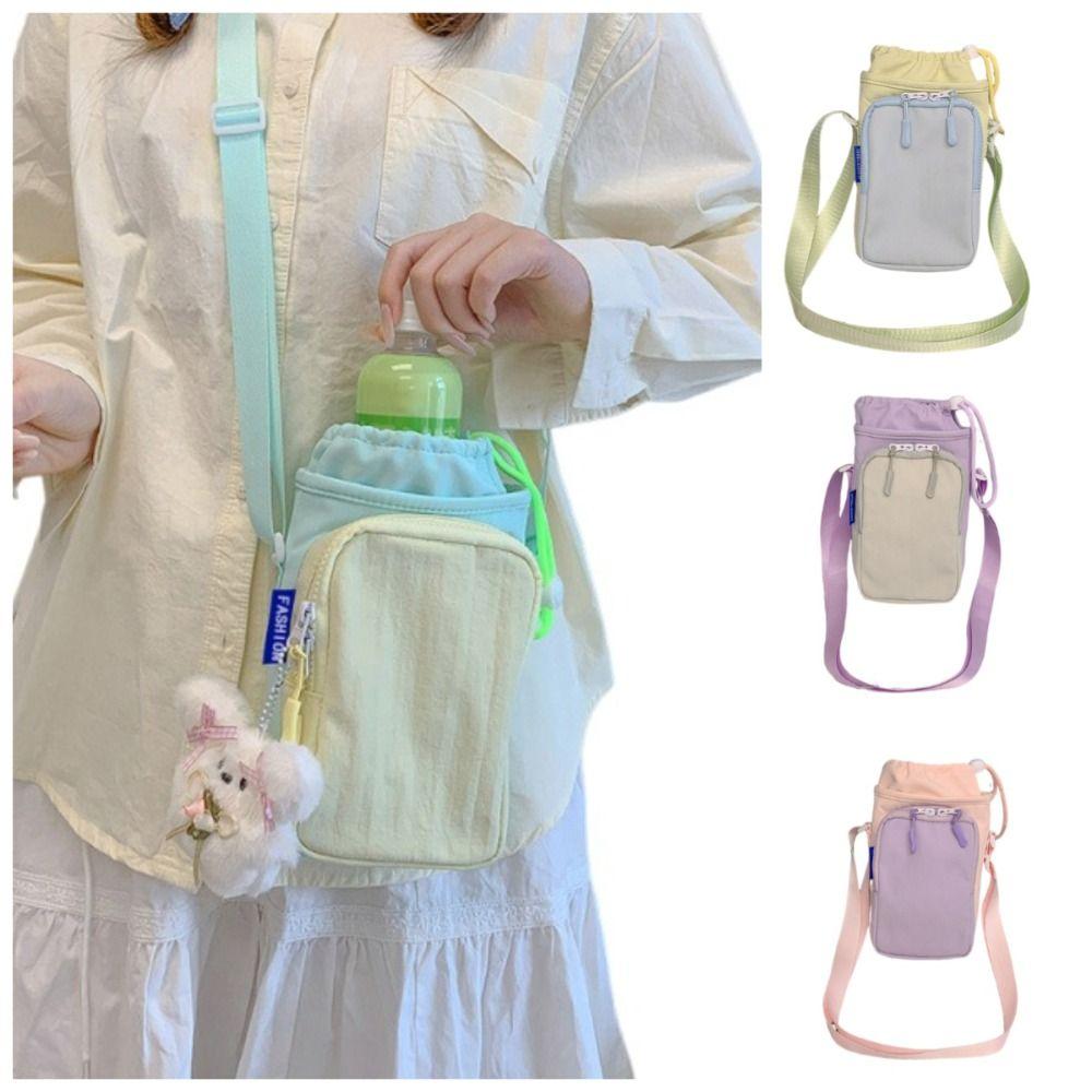 Hands-Free Drawstring Crossbody Bag Lightweight Thermal Mugs Shoulder Bag Sports