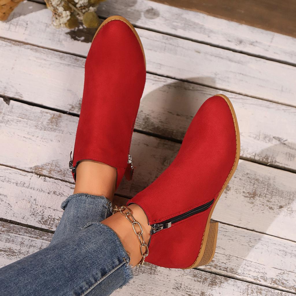 Fashion 2024New Women's Boots Pionted Toe Low Heel Shoes for Women Zip Platform Modern Boots Outdoor Fashion Anti-slip Ankle Women Shoes