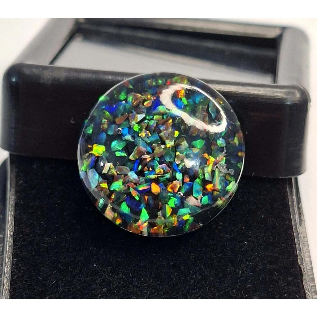 10-12 Ct Cabochon Black Fire Opal Round Cut Fabulous Certified Loose Gemstone