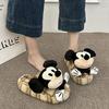 Мультяшные объемные тапочки Микки, женские, 2025, новые осенне-зимние, для улицы, теплые хлопковые тапочки с полузакрытым носком