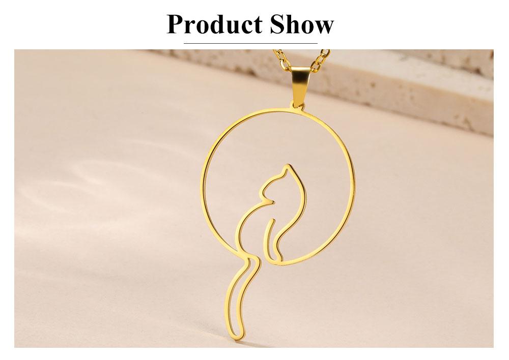 Cazador Cute Cat Long Tail Pendant Necklace for Women Stainless Steel Animal Kitten Charm Necklace Wholesale Gift Jewelry