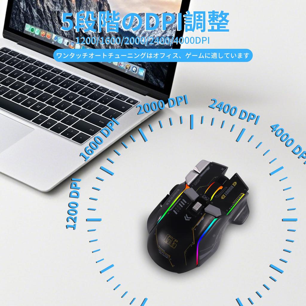 Lightweight Wireless Gaming Mouse, 2.4G+Bluetooth, Wired and Wireless, Type-C Rechargeable, 10 Buttons, 5-Level DPI Adjustment
