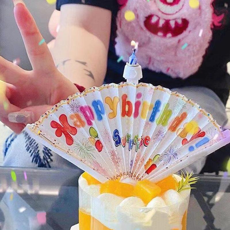 1PC Birthday Candle Fan-Shaped Baking Party Decoration Candle Korean Birthday Candle Birthday Party Candle Funny 14.7cm