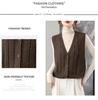 Women's Loose Wool V-Neck Sleeveless Sweater Vest for Autumn & Spring