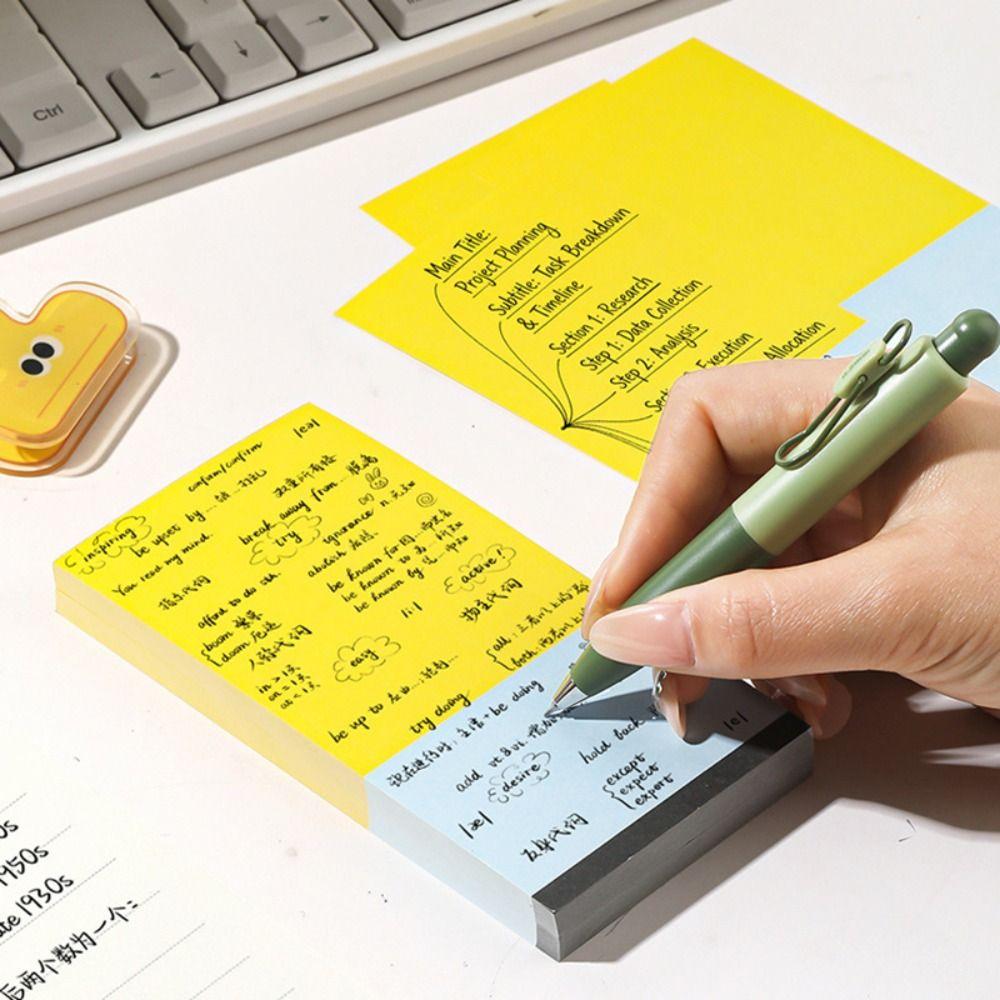 50/100Sheets Color-blocking Writing Notepad Long Style Message Paper Korean Memo Pad  School Office