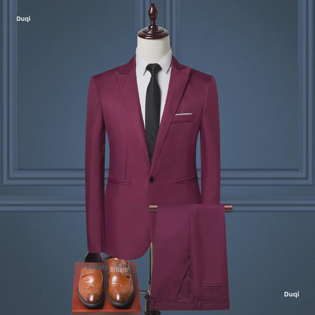 Men's Business Casual Korean Two-Piece Suit - Professional & Formal, Perfect for Groomsmen