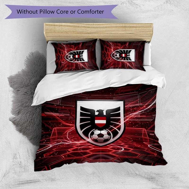 Austria Football Printed Bedding 3 Piece Set Cozy Breathable Bed Cover Set as Housewarming Holiday Gift