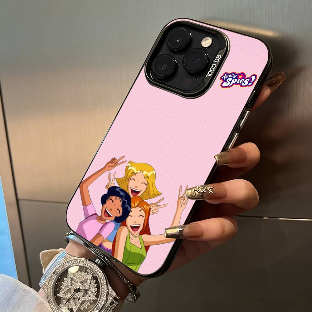 Classic animation T-Totally- Spies For iPhone 17 16 15 14 13 12 11 Pro Max XS  17 Air Silicone Colored Silver Bumper Cover