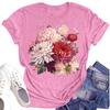 Women's Casual Round Neck Floral Print Short Sleeve T-Shirt Top