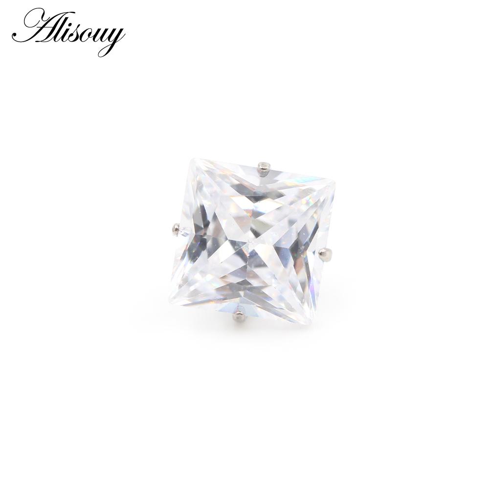 Alisouy 1PC G23 Titanium Externally Thread Square Zircon Lip Labret Rings Ear Stud Earrings Piercing DIY Body Jewelry Accessory