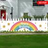 Rainbow Star Happy Birthday Banner, Vibrant Garden Entrance Design, Durable Polyester Outdoor Indoor Party Decoration