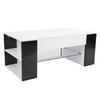 Elegant Modern Style Living Room Coffee Table with Side Storage Rack Middle Glass Shelf